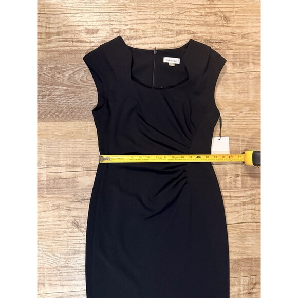 Calvin Klein Dress Black Sleeveless Ruched Sheath Size 4 NWT - Picture 4 of 5